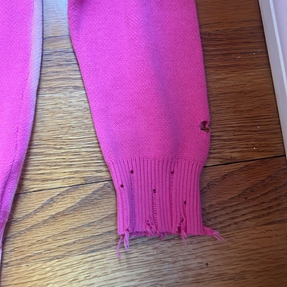 Fate szS tie die distressed cotton sweater. Pink/white - Picture 5 of 8